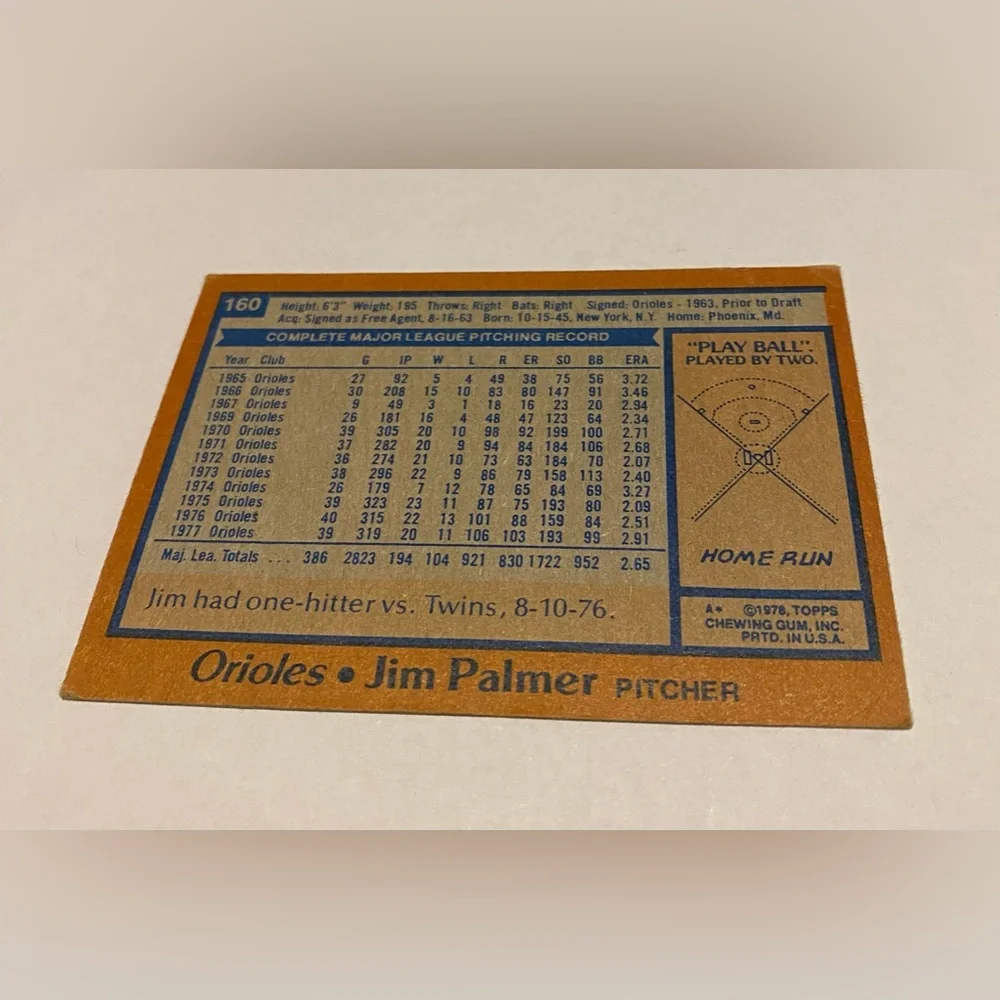 Topps Baseball Cards jim palmer